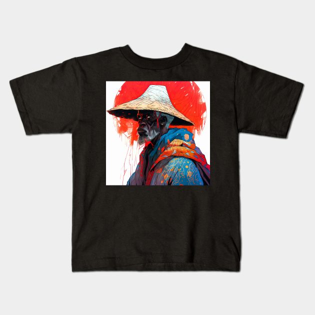 Old Black Samurai IV Kids T-Shirt by diegosilva.arts